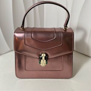 BVLGARI Serpenti Forever Metallic Leather Top Handle Bag